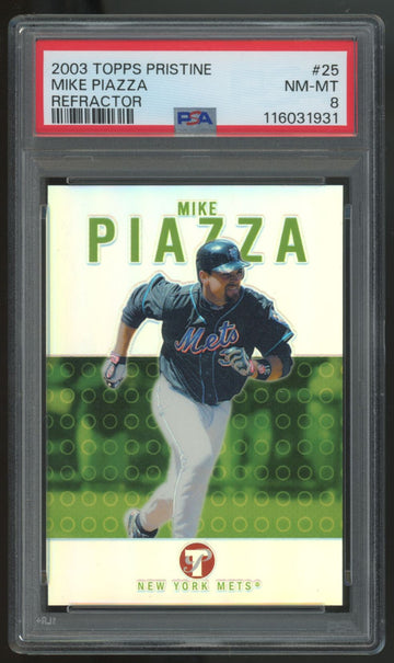 2003 Topps Pristine Mike Piazza Refractor /99 #25 PSA 8
