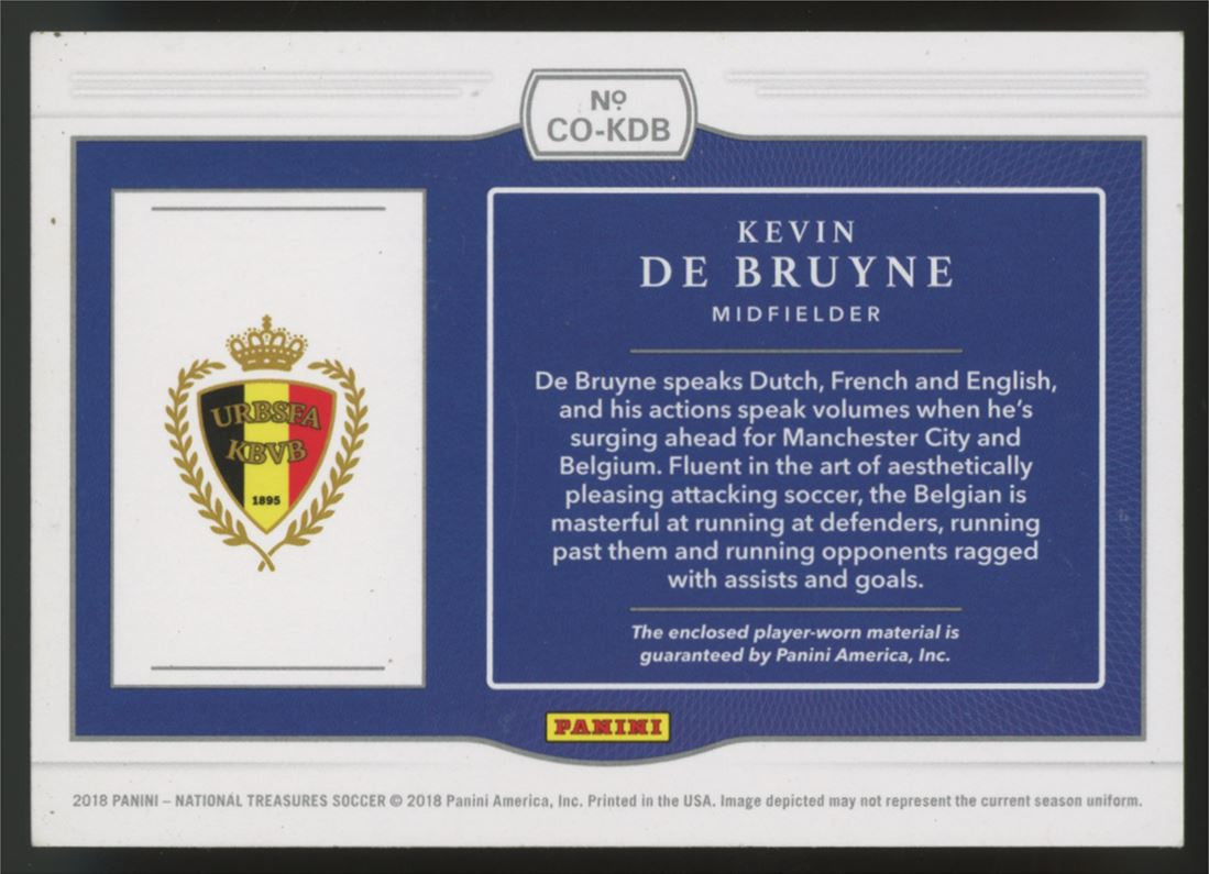 2018 National Treasures Kevin De Bruyne Colossal Patch /99 #CO-KDB
