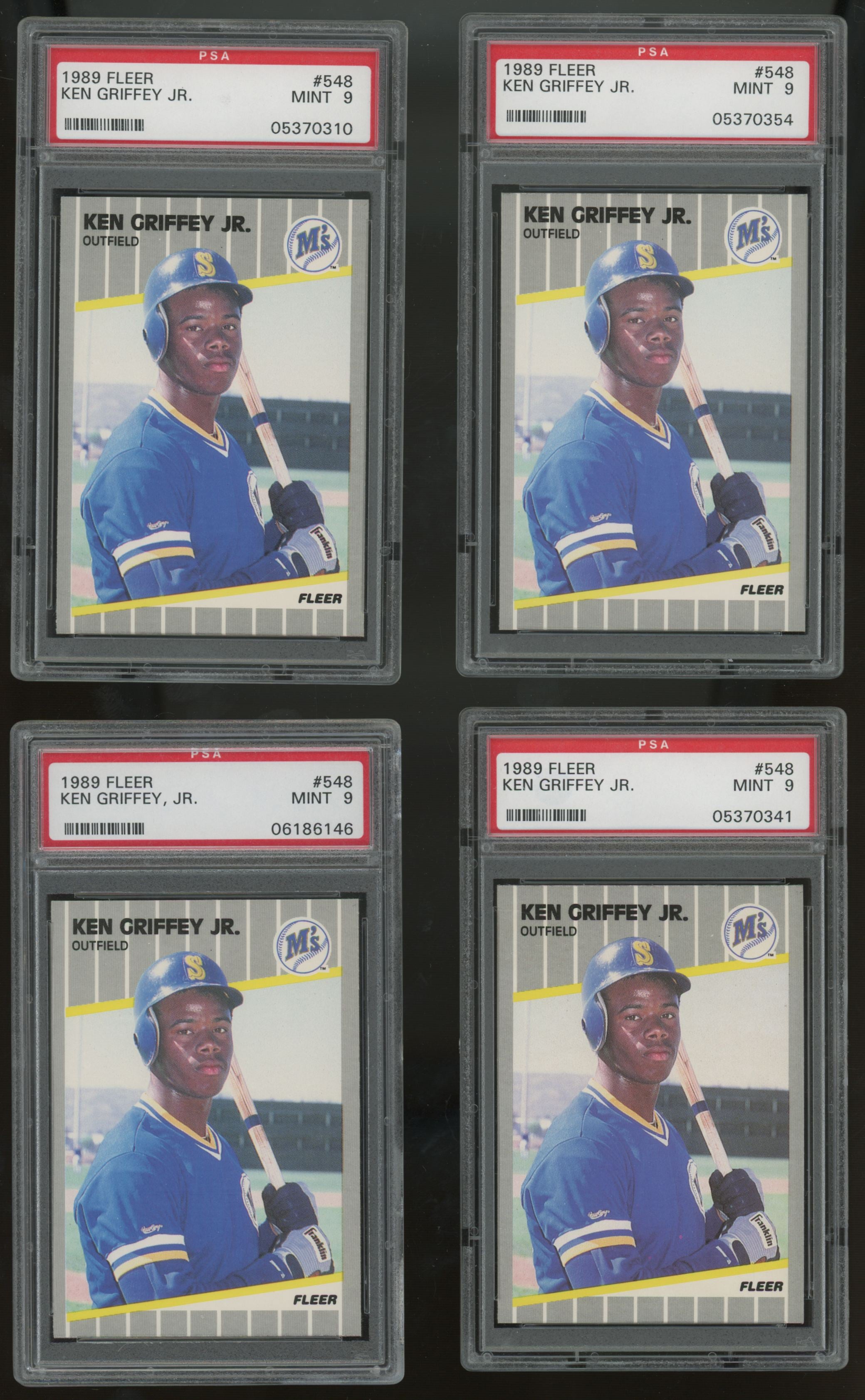 1989 Fleer Ken Griffey Jr. RC #548 PSA 9 Lot of 10 "A"