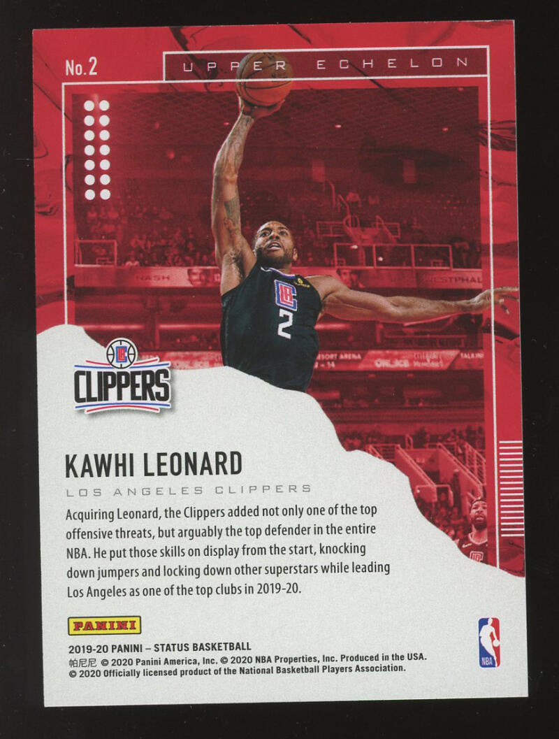 2019-20 Panini Status Upper Echelon Green Escher Squares #2 Kawhi Leonard #13/49