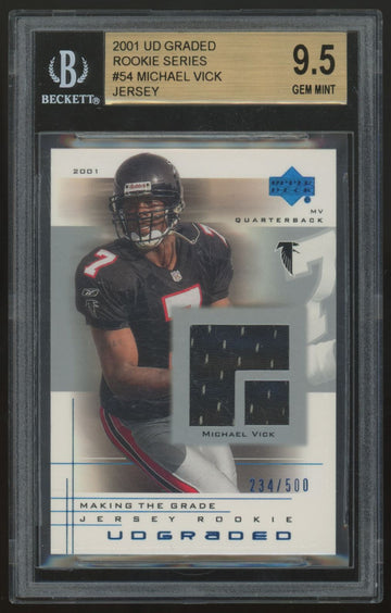 2001 Upper Deck Graded Michael Vick RC Making The Grade Patch /500 #54 BGS 9.5