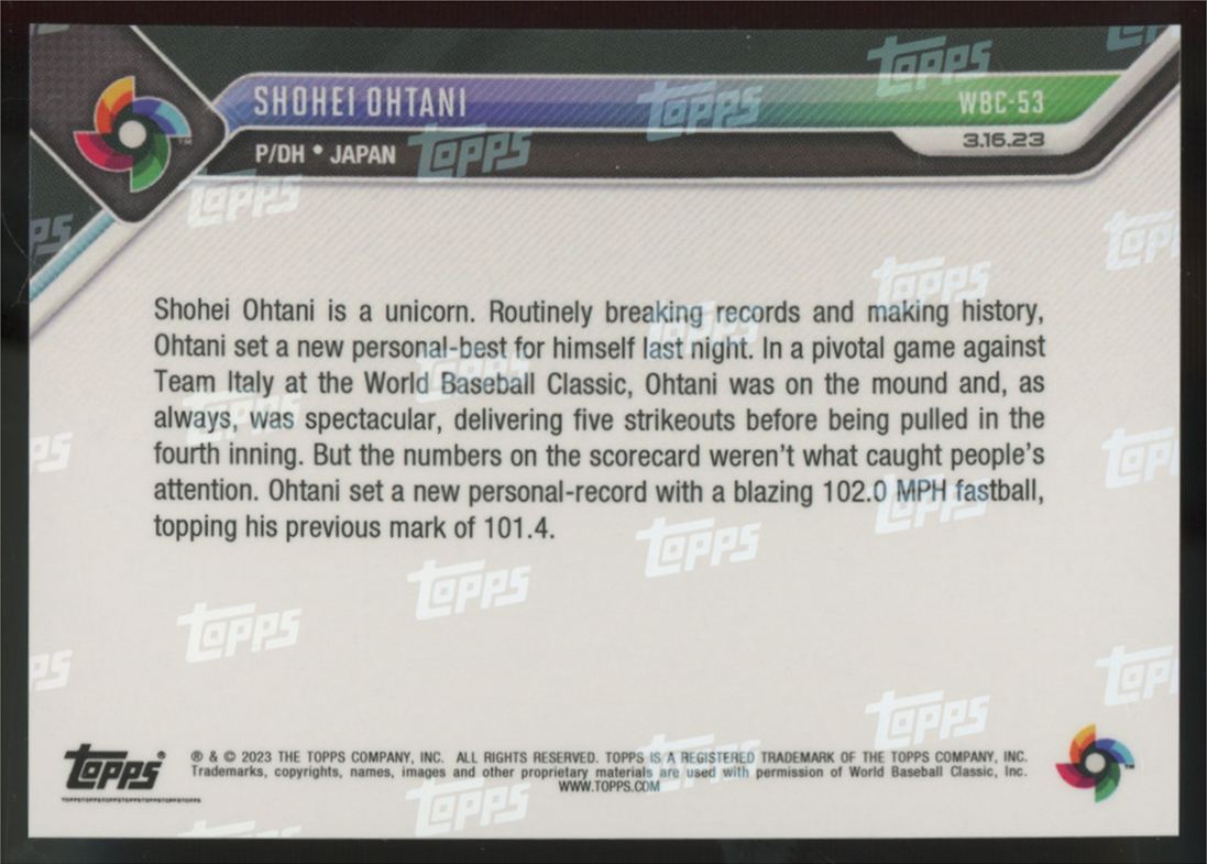 2023 Topps Now Shohei Ohtani World Baseball Classic #WBC-53 "B"