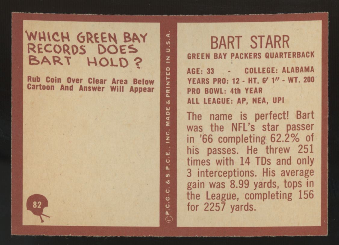 1967 Philadelphia Bart Starr #82 EX-MT (A)