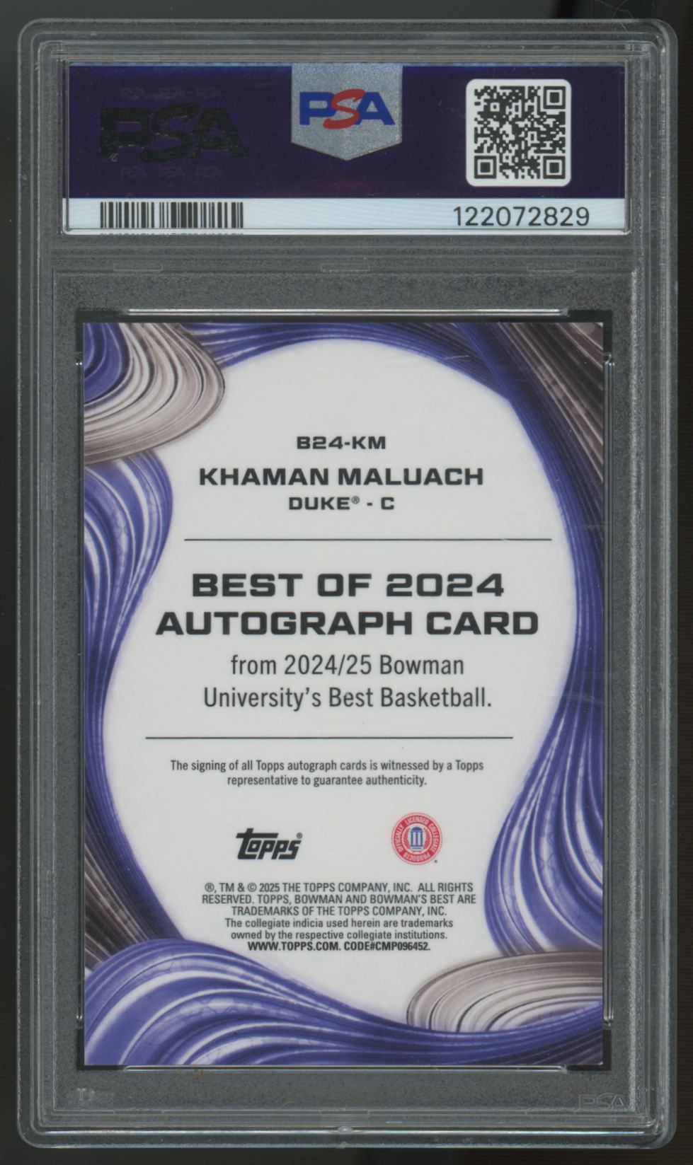 2024-25 Bowman Best University Khaman Maluach Red Refractor Auto /5 PSA 10