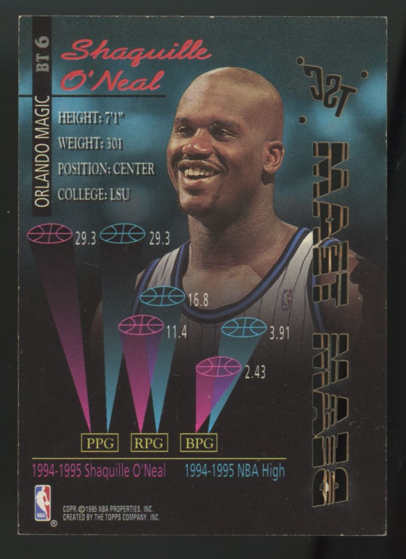 1995-96 Topps Stadium Club Shaquille O'Neal Beam Team #BT6