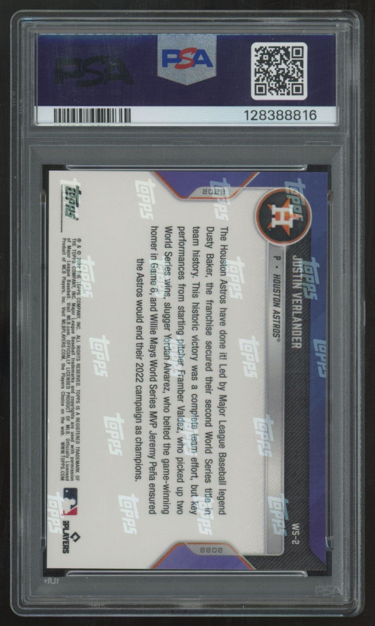 2022 Topps Now Justin Verlander World Series Champions #WS-2 PSA 10
