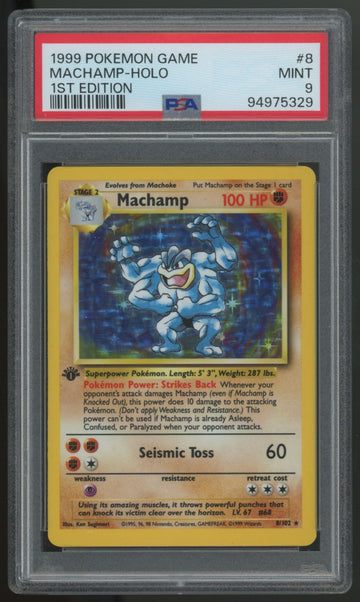 1999 Pokemon Machamp Base Set 1st Edition Holo #8 PSA 9 (B)