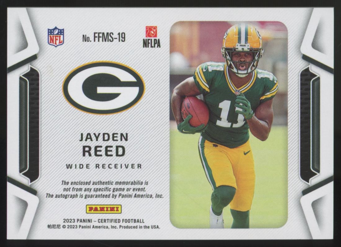2023 Certified Jayden Reed RC Bronze Freshman Fabric Patch Auto RPA /349