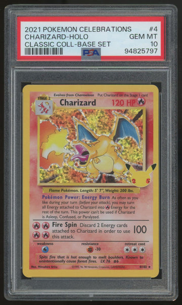 2021 Pokemon Charizard Celebrations Classic Collection Holo #4 PSA 10 (C)