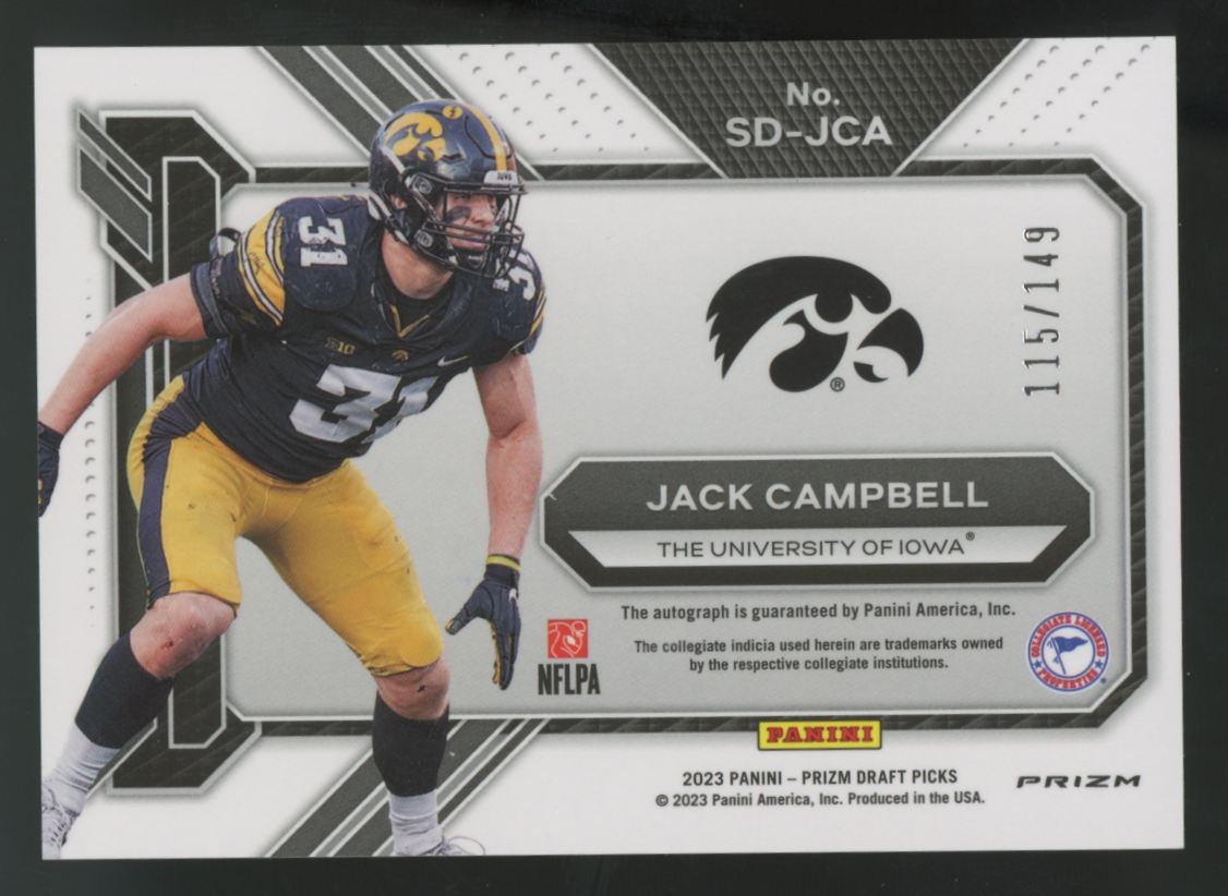 2023 Panini Prizm Draft Jack Campbell Blue Signing Day Auto /149 #SD-JCA