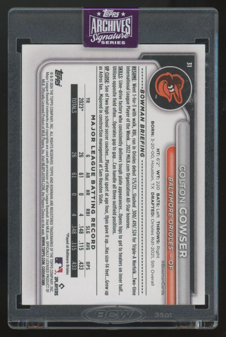 2025 Topps Archives Signature Series Colton Cowser Auto /89 #31