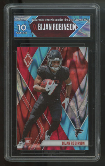 2023 Panini Phoenix Bijan Robinson RC Fire and Ice Seismic /50 #104 HGA 10
