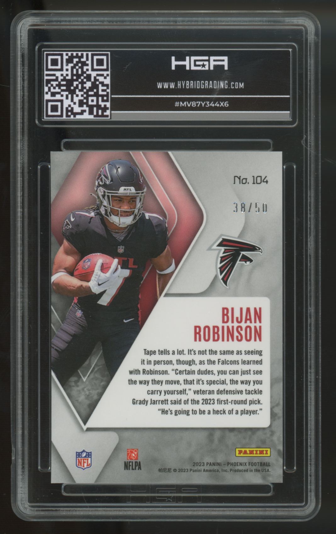 2023 Panini Phoenix Bijan Robinson RC Fire and Ice Seismic /50 #104 HGA 10