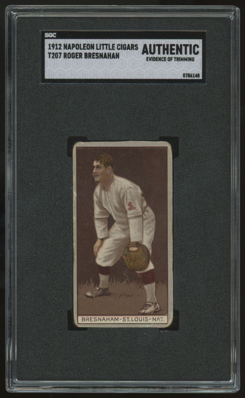 1912 Napoleon Little Cigars T207 Roger Bresnahan SGC Authentic Trimmed