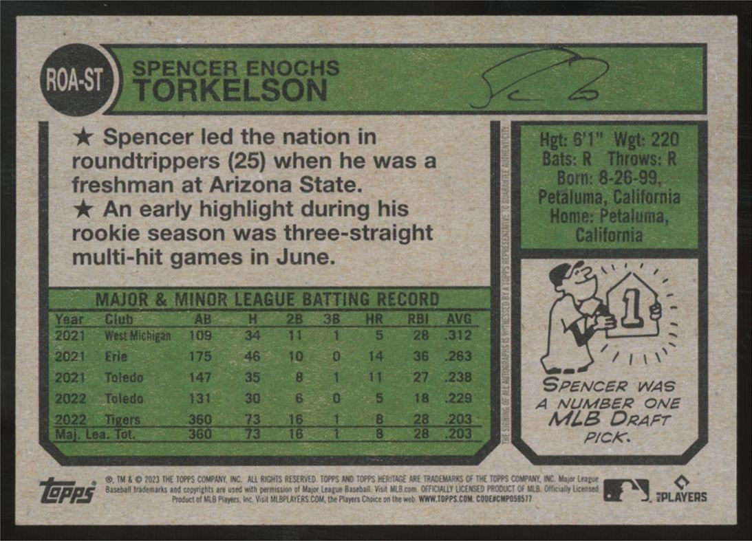 2023 Topps Heritage Spencer Torkelson Real One Auto #ROA-ST