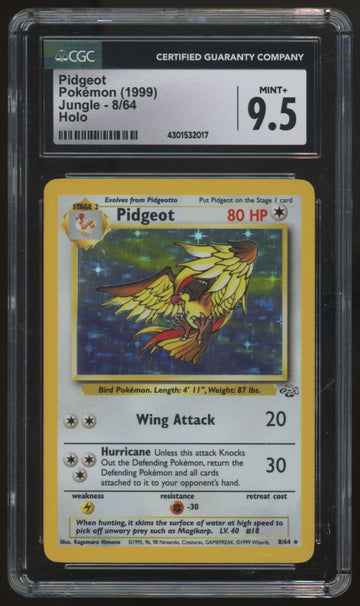 1999 Pokemon Pidgeot Jungle Unlimited Holo #8 CGC 9.5