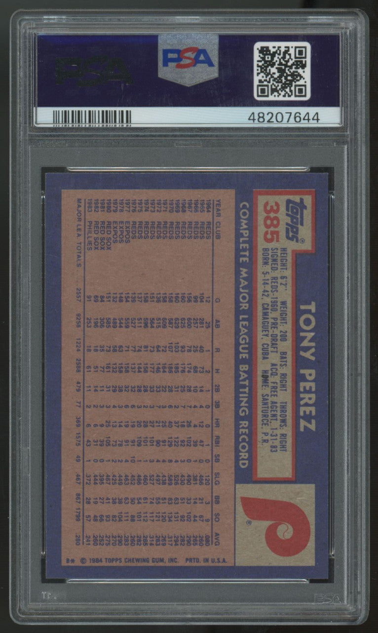 1984 Topps Tony Perez #385 PSA 9