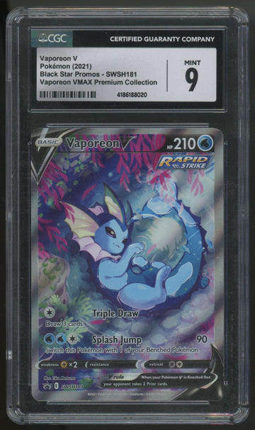 2021 Pokemon Vaporeon V Premium Collection Promo #SWSH181 CGC 9