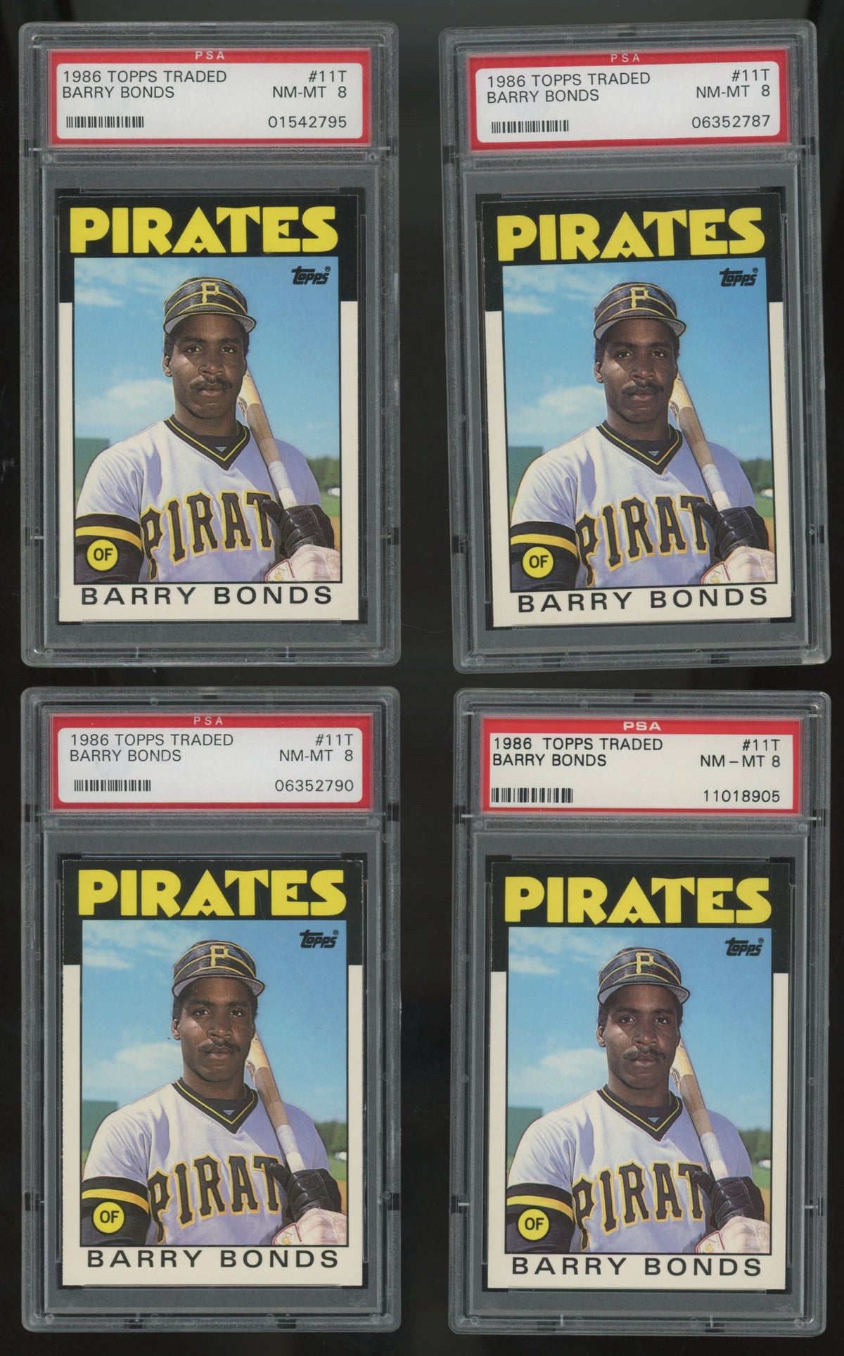 1986 Topps Traded Barry Bonds RC #11T PSA 8 (Lot Of 10) "B"