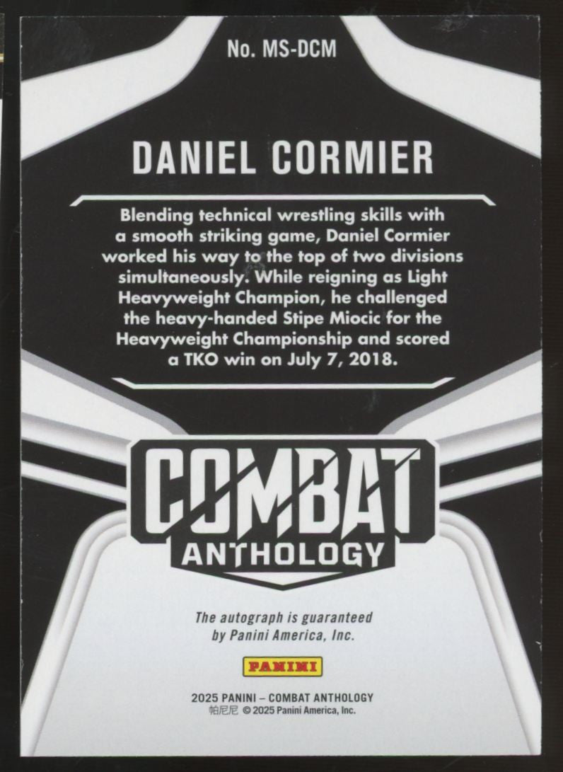 2025 Panini Combat Anthology Daniel Cormier Gold MMA Stars Auto /10 #MS-DCM