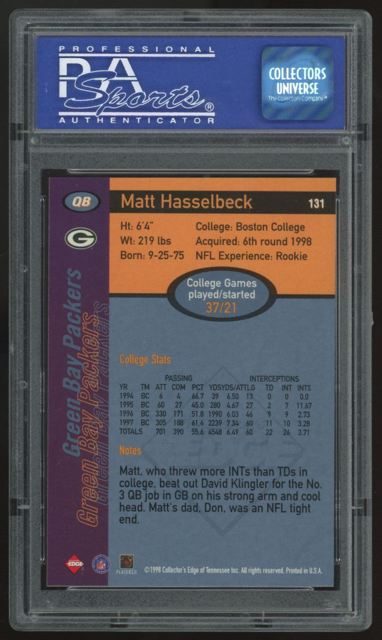 1998 Collector's Edge Matt Hasselbeck RC 1st Place #131 PSA 9