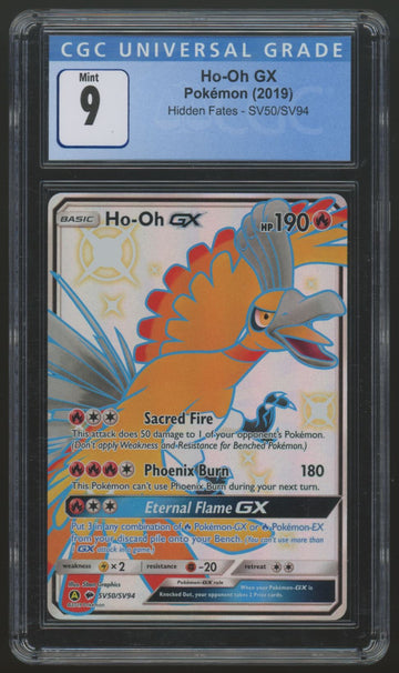 2019 Pokemon Ho-oh GX Hidden Fates Full Art Shiny Holo #SV50 CGC 9