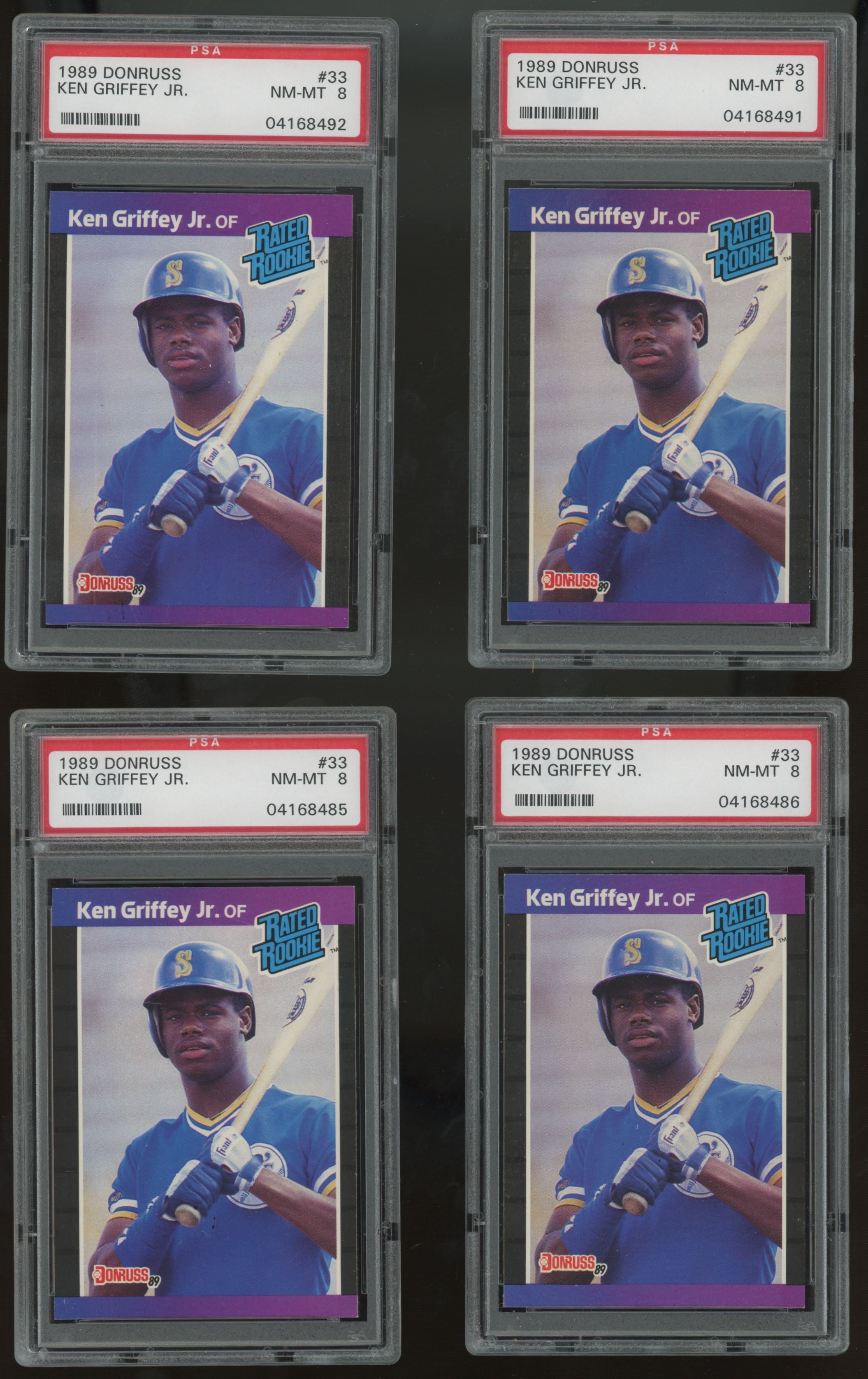 1989 Donruss Ken Griffey Jr. RC Rated Rookie #33 PSA 8 Lot of 10