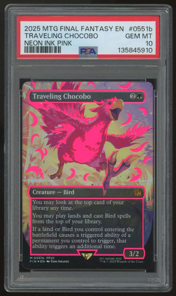 2025 Magic Traveling Chocobo Neon Ink Pink Final Fantasy #0551b PSA 10