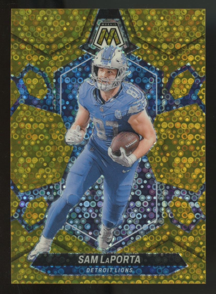 2024 Panini Mosaic Sam LaPorta No Huddle Gold /10 #75