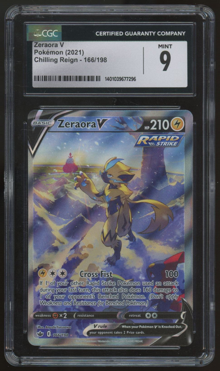 2021 Pokemon Zeraora V Chilling Reign Full Art #166 CGC 9