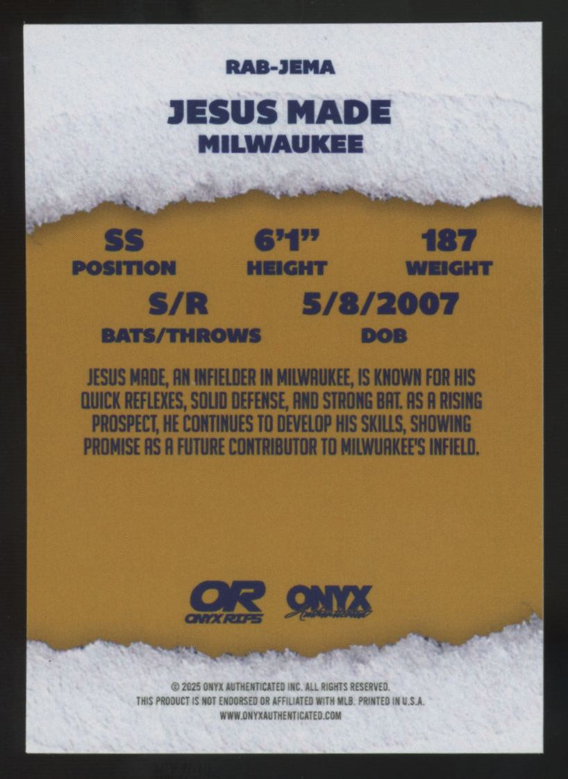2025 Onyx Rips Jesus Made Auto #RAB-JEMA