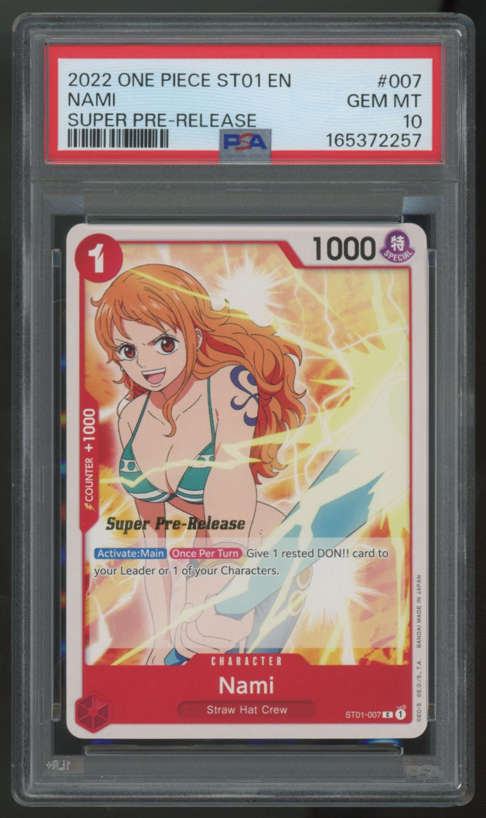 2022 One Piece Nami Super Pre-Release #7 PSA 10