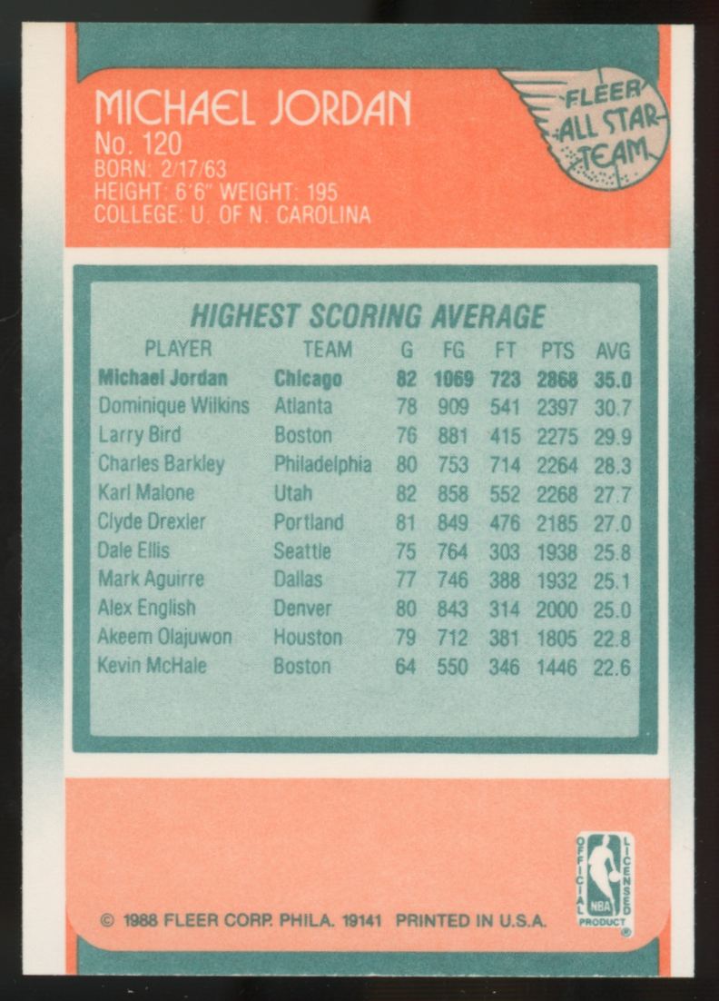 1988-89 Fleer Michael Jordan All-Star #120 NM