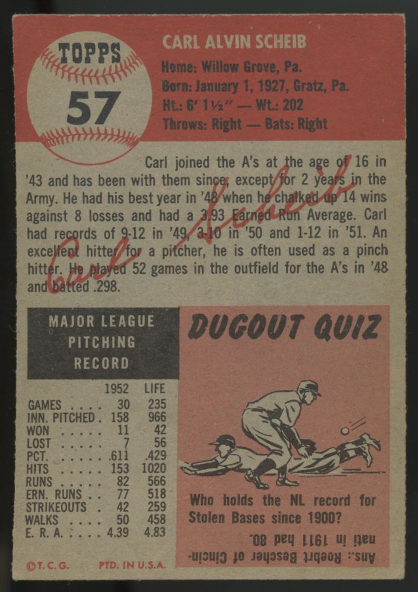 1953 Topps Carl Scheib #57 EX