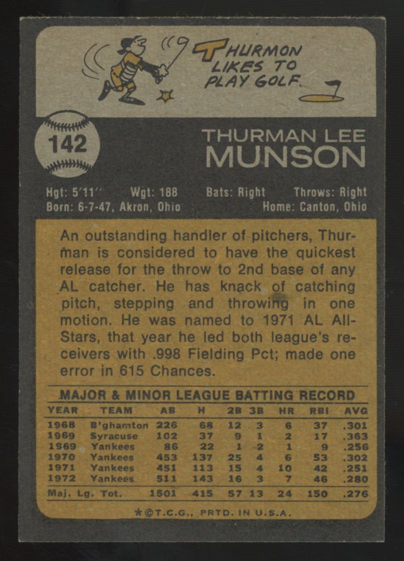 1973 Topps Thurman Munson #142 EX/MT
