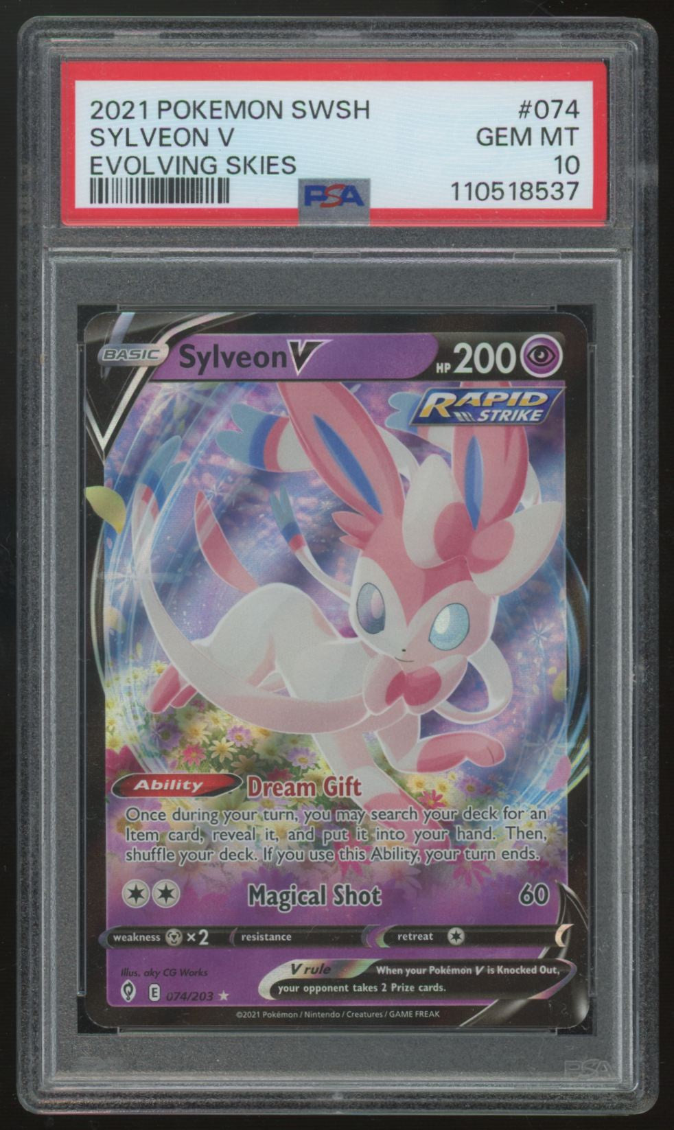 2021 Pokemon Sylveon V Evolving Skies Holo #74 PSA 10