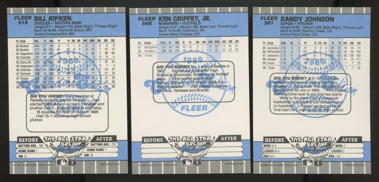 1989 Fleer Glossy Baseball Complete Set (660) Griffey Jr. RC