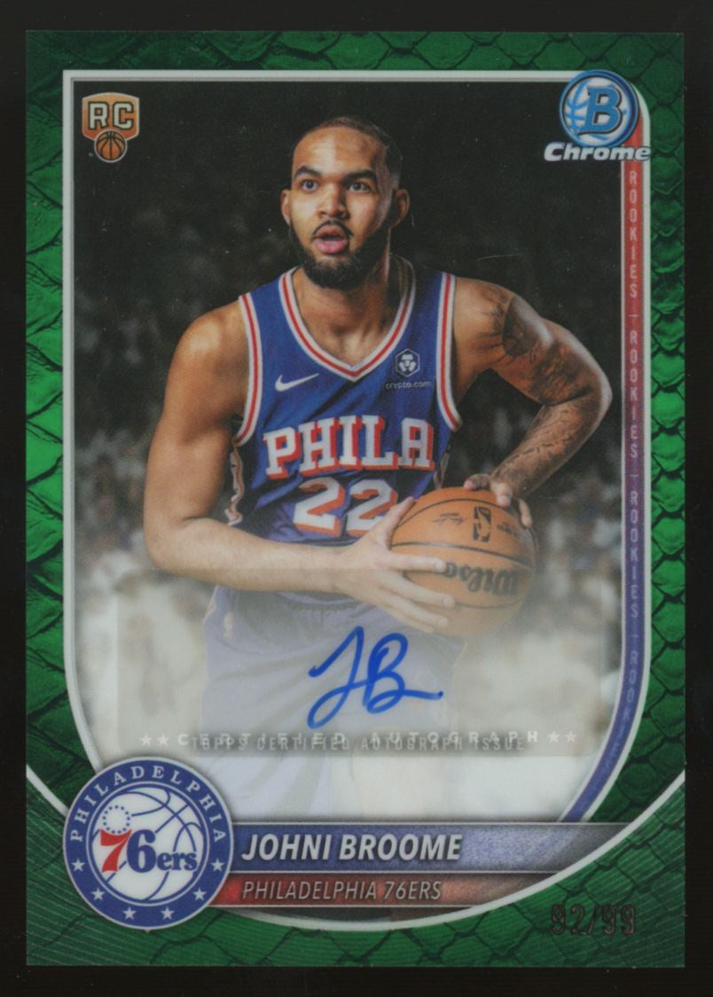 2025-26 Bowman Chrome Johni Broome RC Reptilian Green Auto /99 #BCA-JO