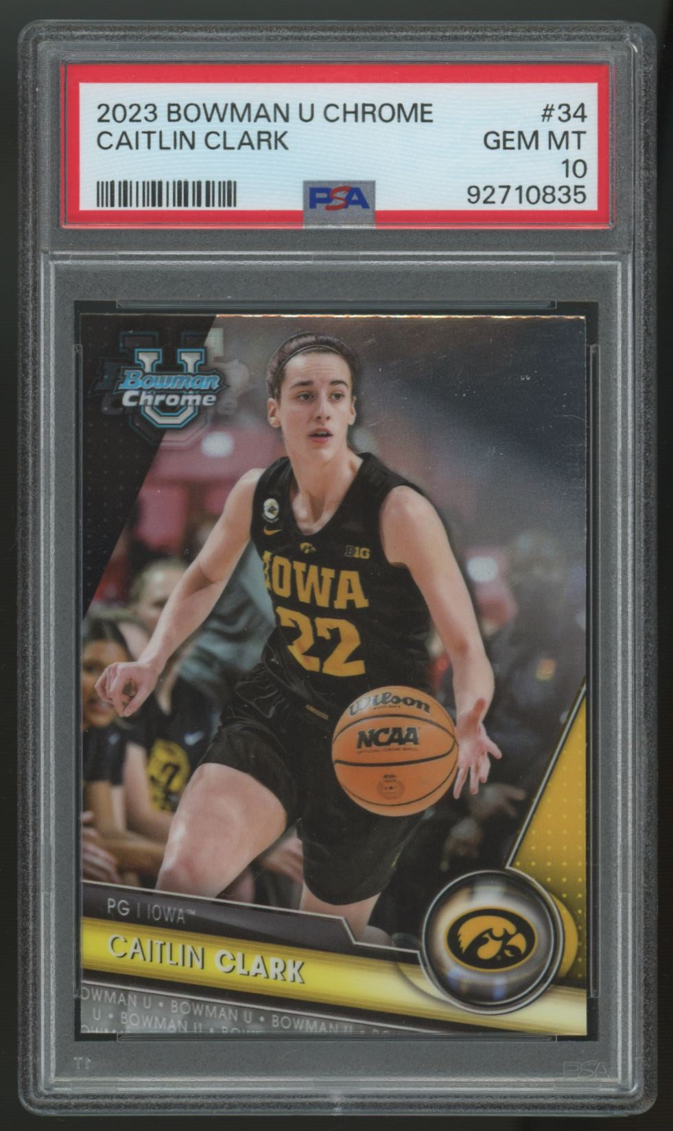 2023/24 Bowman Chrome U Caitlin Clark Prospect #34 PSA 10 *835