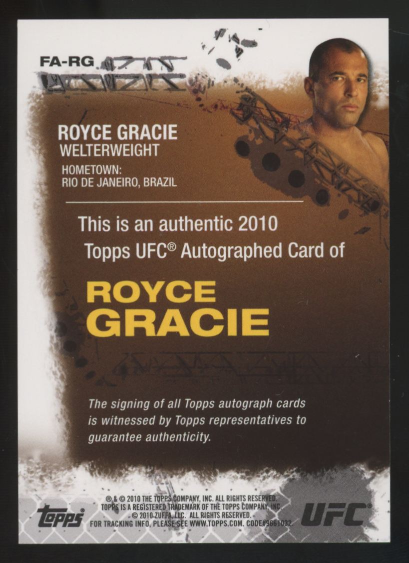 2010 Topps UFC Series Four Royce Gracie Auto #FA-RG