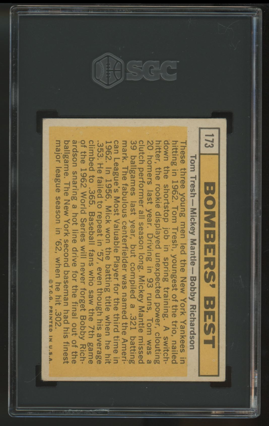 1963 Topps Mickey Mantle Bomber's Best #173 SGC 4