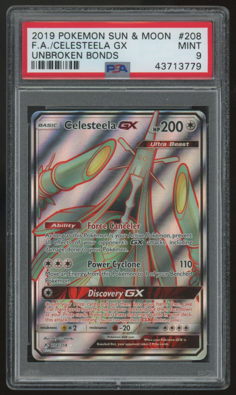 2019 Pokemon Celesteela GX Unbroken Bonds Full Art #208 PSA 9