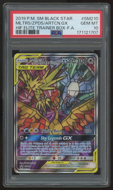 2019 Pokemon Moltres & Zapdos & Articuno GX Hidden Fates Promo #SM210 PSA 10 (B)