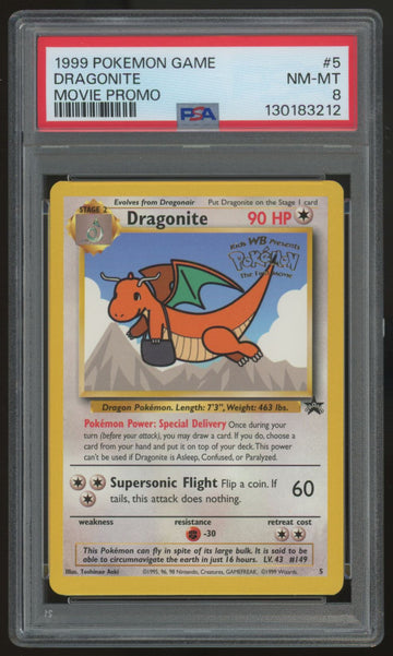1999 Pokemon Dragonite Movie Promo #5 PSA 8 (C)