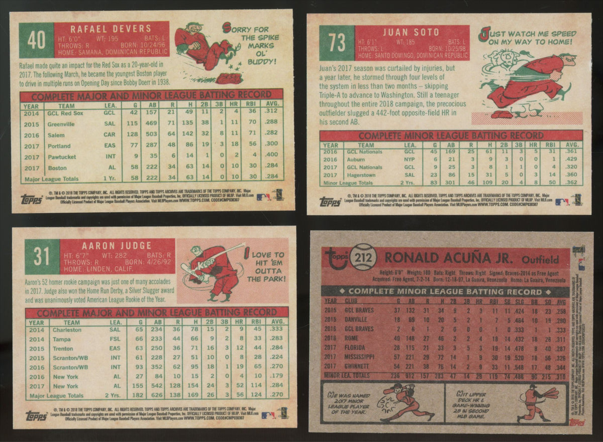 2018 Topps Archives Baseball Near-Complete Set (299/300) Missing Ohtani