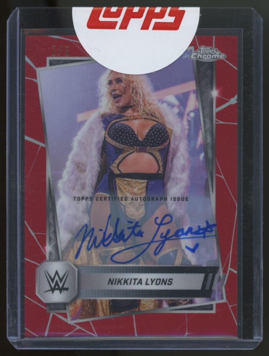 2025 Topps Chrome WWE Nikkita Lyons Red Refractor Auto /5 #171