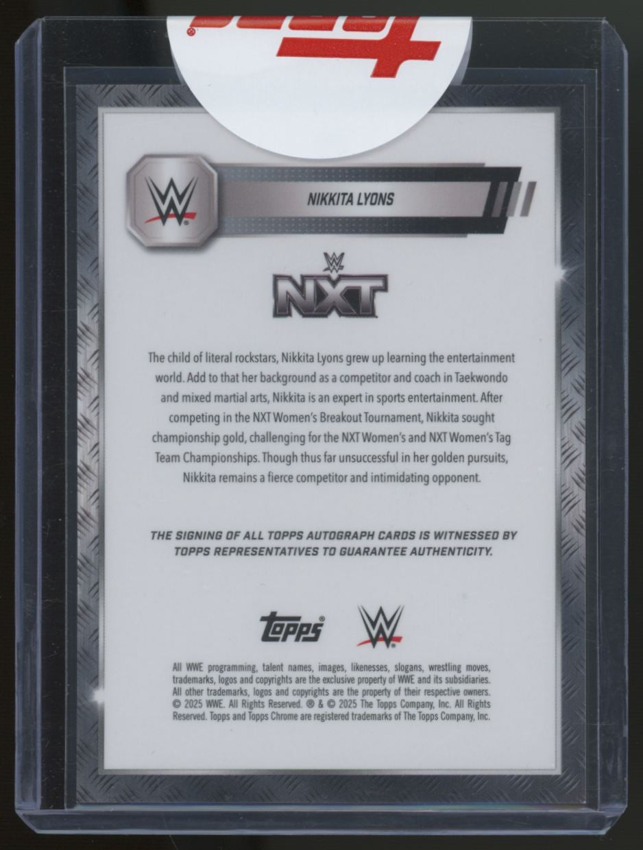 2025 Topps Chrome WWE Nikkita Lyons Red Refractor Auto /5 #171