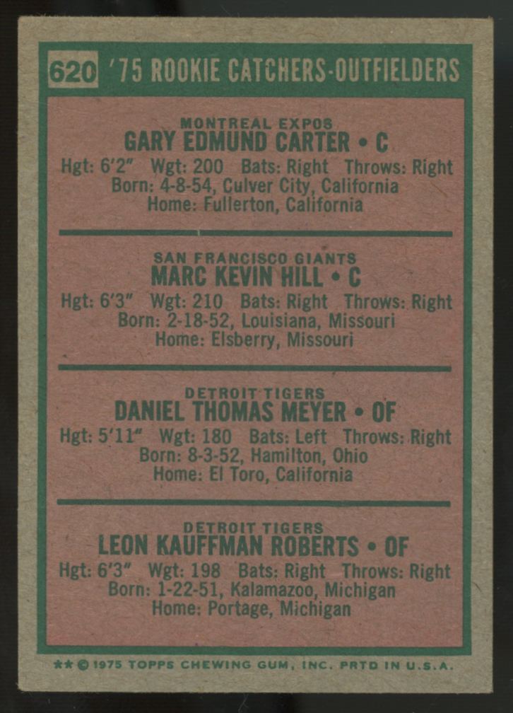 1975 Topps Gary Carter, Hill, Meyer, Roberts RC #620 VG/EX