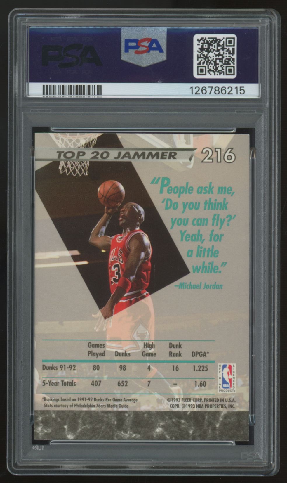 1992-93 Fleer Ultra Michael Jordan #216 PSA 9
