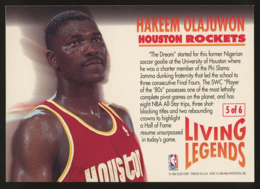 1993-94 Fleer Basketball Living Legends Insert Set (6) Jordan Barkley Bird Ewing